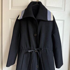 Knit-collar wool coat
